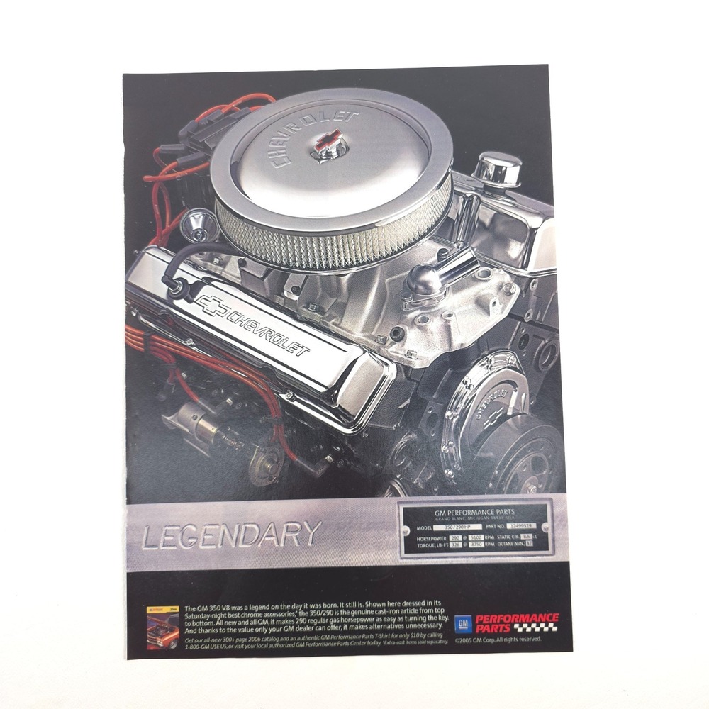 CHEVROLET 350 V8 Engine Print Ad – Legendary GM Performance Garage Wall Art